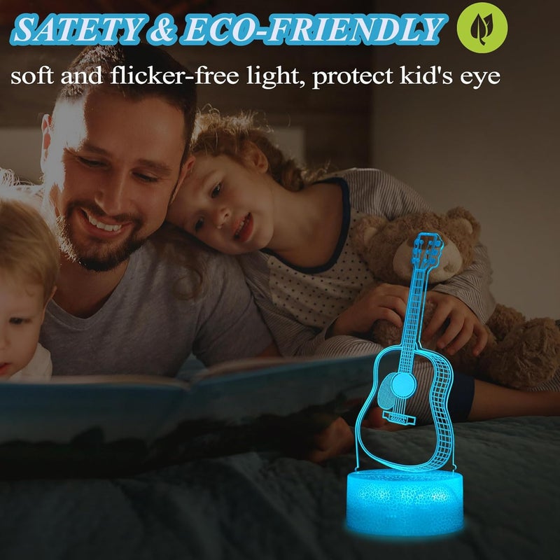 Posshe Guitar Night Light, Guitar Gifts, 3D Illusion Night Light with 16 Colors Changing, Remote Control with Timer, Kids Room Decoration for Holiday Birthday Christmas - Image 4